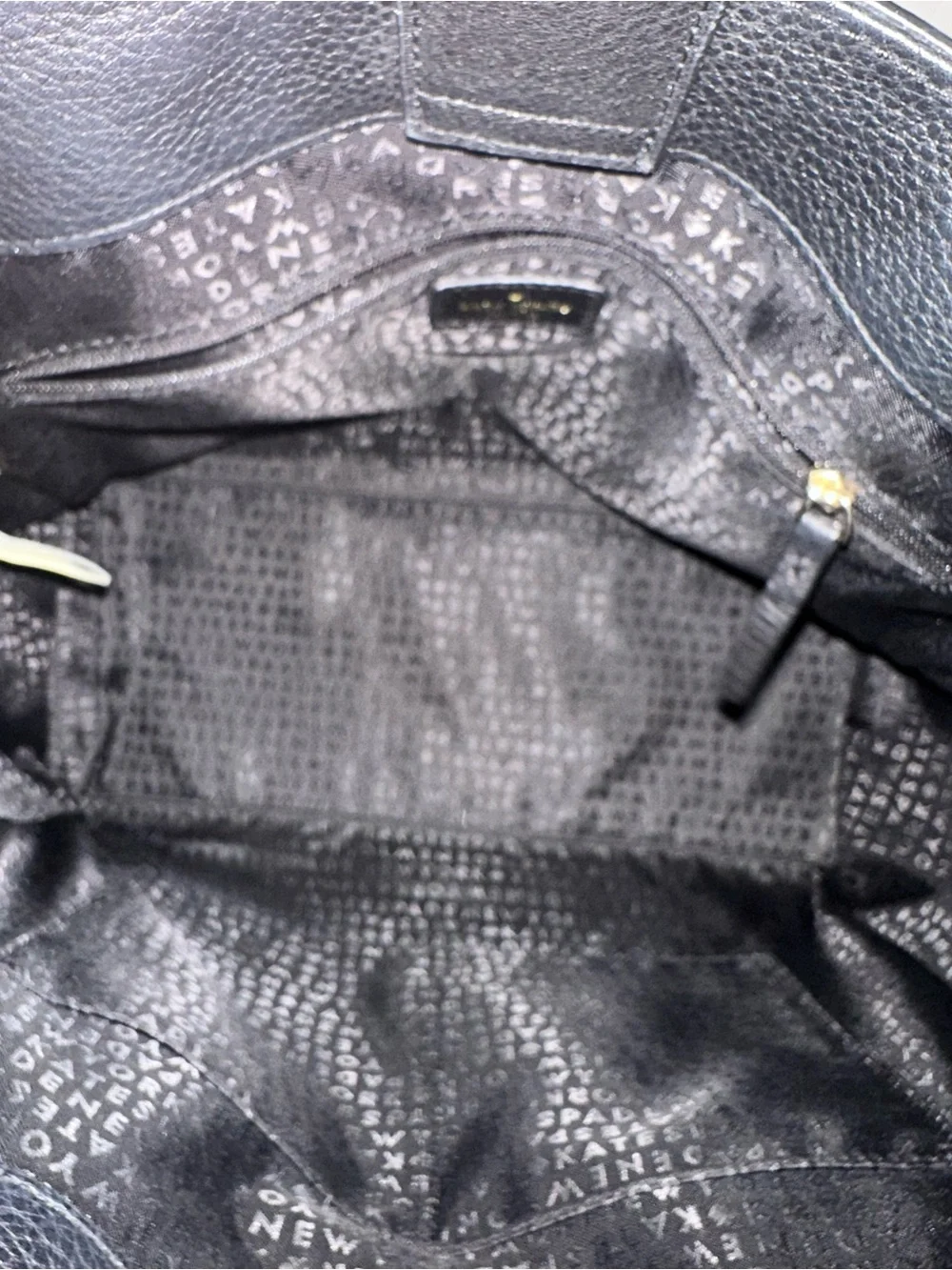 Kate Spade Black Leather Tote with White Woven Detail